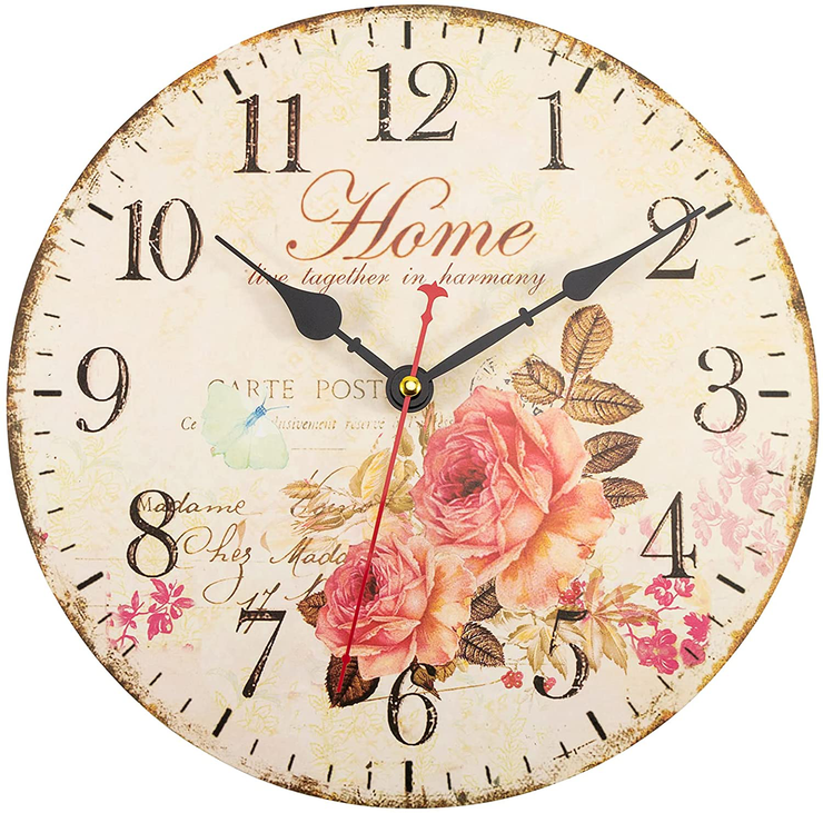 Lumuasky 12 Inch Modern Wall Clock, Silent Non-Ticking Battery Operated Wood Design Round Decorative Quartz Easy to Read Clock for Home Office School (Roman Numeral)