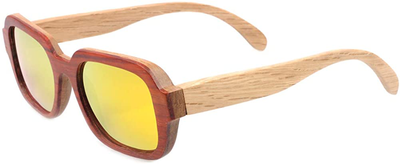 Men's & Women's Wooden Sunglasses, Bamboo Sunglasses for Women Driving Sunglasses, Black Lenses, 100% UV Protection