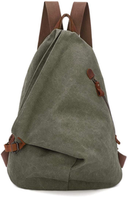 Canvas Vintage Backpack – Large Casual Daypack Outdoor Travel Rucksack Hiking Backpacks for Men Women (6882-Olive Green)