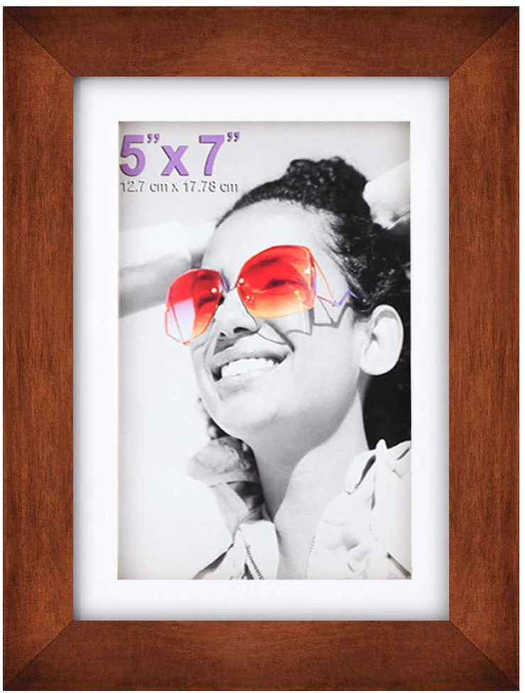 RPJC 11x14 Picture Frames Made of Solid Wood and High Definition Glass Display Pictures 8x10 with Mat or 11x14 Without Mat for Wall Mounting Photo Frame Brown