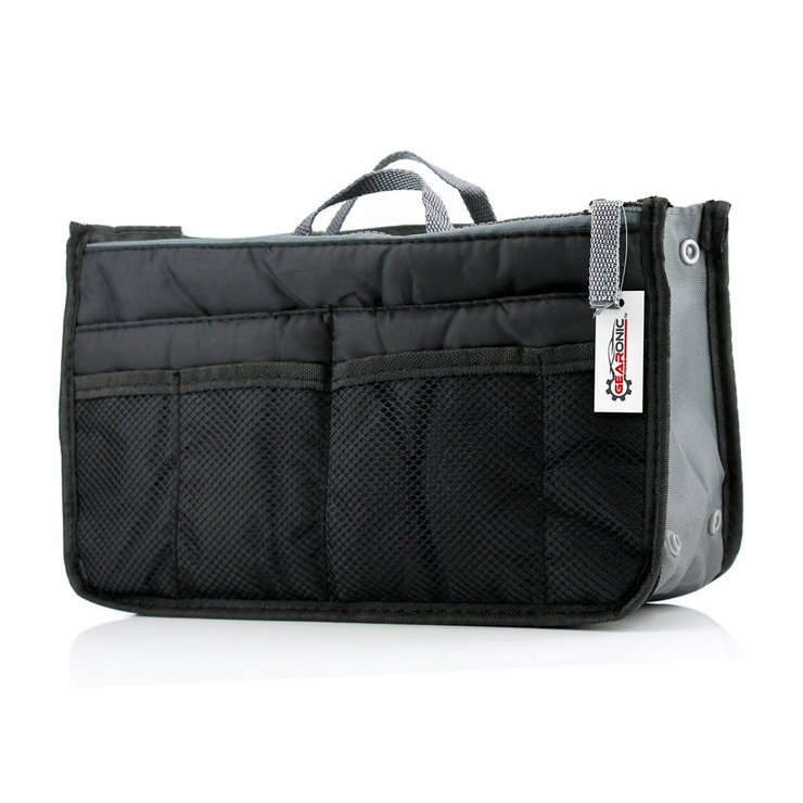 GEARONIC TM Lady Women Travel Insert Organizer Compartment Bag Handbag Purse Large Liner Tidy Bag - Black