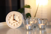 Driini Wooden Desk & Table Analog Clock Made of Genuine Pine (White) - Battery Operated with Precise Silent Sweep Mechanism