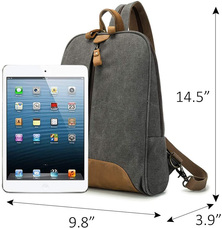 Vintage Canvas Backpack - Crossbody Sling Bag Shoulder Chest Bags Daypack Casual Rucksack for Men Women Laptop Bookbag Outdoor Travel Hiking(Dark Gray)