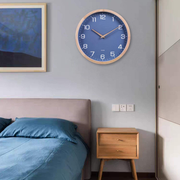 12 Inches Modern Glass Covered Wood Blue Wall Clock 