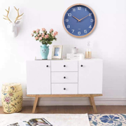 12 Inches Modern Glass Covered Wood Blue Wall Clock 