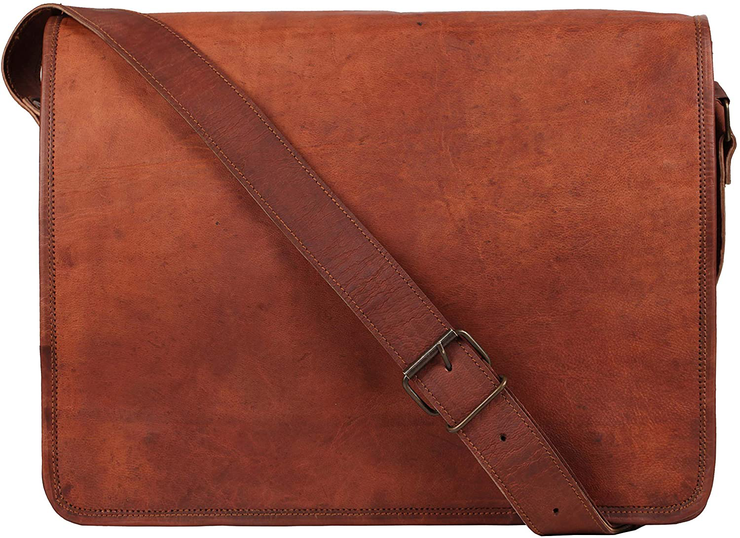 15 inch Vintage Crossbody Genuine Leather Laptop Messenger Bag