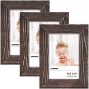 Egofine 5x7 Picture Frames, Made of Solid Wood Distressed Rustic Farmhouse Photo Frames with Real Glass for Wall Mounting or Table Top Display, White, Set of 3