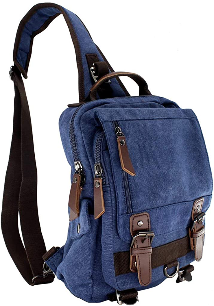 Canvas Shoulder Backpack Travel Rucksack Sling Bag Cross Body Messenger Bag