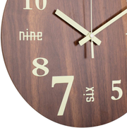 Night Light Wall Clock, Glow in The Dark Silent Wooden Clock, Luminous Battery Operated Analog Decorative Wall Clock for Bedroom, Living Room, Kitchen, Office