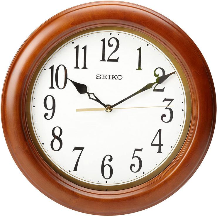 Seiko 12" Round Wood Classic Wall Clock
