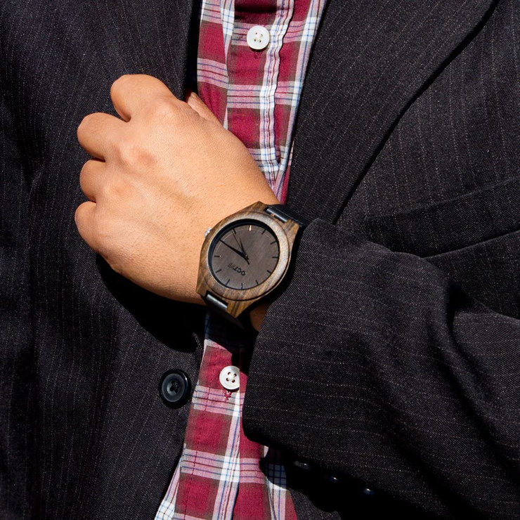 Oct17 Men's Walnut Wood Fashion Bamboo Wooden Watch Quartz Genuine Leather Japanese Analog Quartz Movement Casual Brown Wristwatches