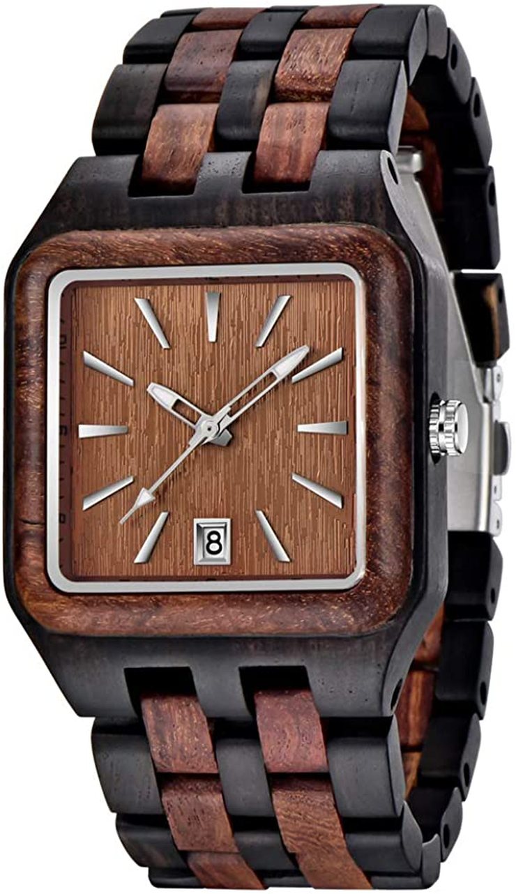 Mens Wood Watch Stylish Wooden Watches Chronograph with Luminous Pointers Fashion Timepiece for Men