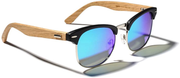 TIJN Semi Rimless Sunglasses for Women Men Wood Temple Polarized Classic Half Frame Sun Glasses
