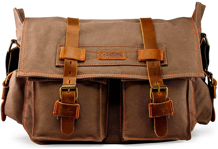 GEARONIC 14" 15" 17" Men's Messenger Bag Laptop Satchel Vintage Shoulder Military Crossbody