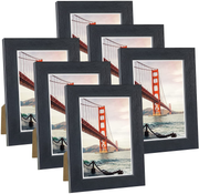 Q.Hou 5x7 Picture Frame Wood Pattern Rustic Brown Photo Frames Packs 4 with High Definition Glass for Tabletop or Wall Decor (QH-PF5X7-BR)
