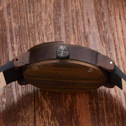 GORBEN Compass Turntable Men's Wooden Watch Lightweight Handmade Wood Watches Men Quartz Sports Watch