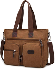 ToLFE Women Top Handle Satchel Handbags Shoulder Bag Messenger Tote Bag Purse Crossbody Bag (Double handles with 9.8" drop, New-Brown)