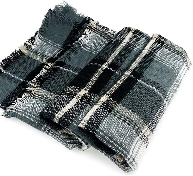 Oct17 Plaid Scarfs for Women Pashmina Tartan Wrap Large Warm Blanket Soft Shawl Checked Winter Fall Scarfs Scarves for Woman