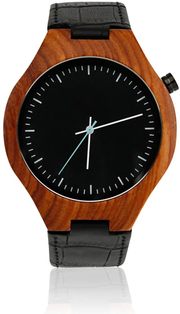 Oct17 Men's Wooden Bamboo Wood Watch Quartz Fashion Luxury Leather Wristwatches Casual Black Band Watches