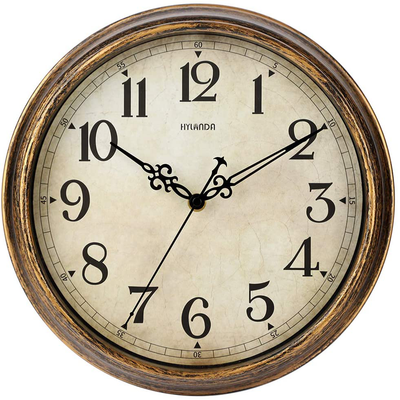 HYLANDA Wall Clock - 12 Inch Vintage Wall Clocks Battery Operated - Retro Silent Non Ticking - Decorative Living Room Home Kitchen School Office