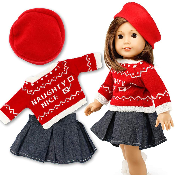 Oct17 Doll Clothes for American Girl 18” inch Dolls Wardrobe Makeover Outift Christmas Santa Casual Dress Boots Bundle