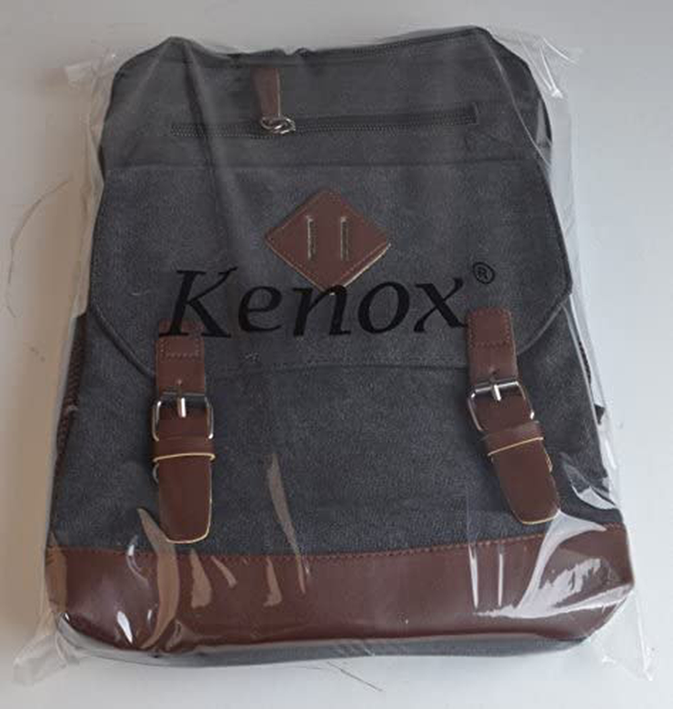 Kenox Mens Large Vintage Canvas Backpack School Laptop Bag Hiking Travel Rucksack (Black)