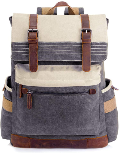 Canvas Leather Hiking Travel Rucksack Backpack – Gearonic