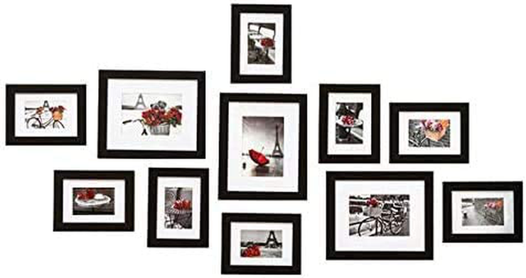 Muzilife 11 pcs Collage Picture Frame 3pcs 8x10, 8pcs 5x7 Display Photograph and Wall Decor Photo Frames for Gallery Dining Room Bedroom and Living Room (Gray)