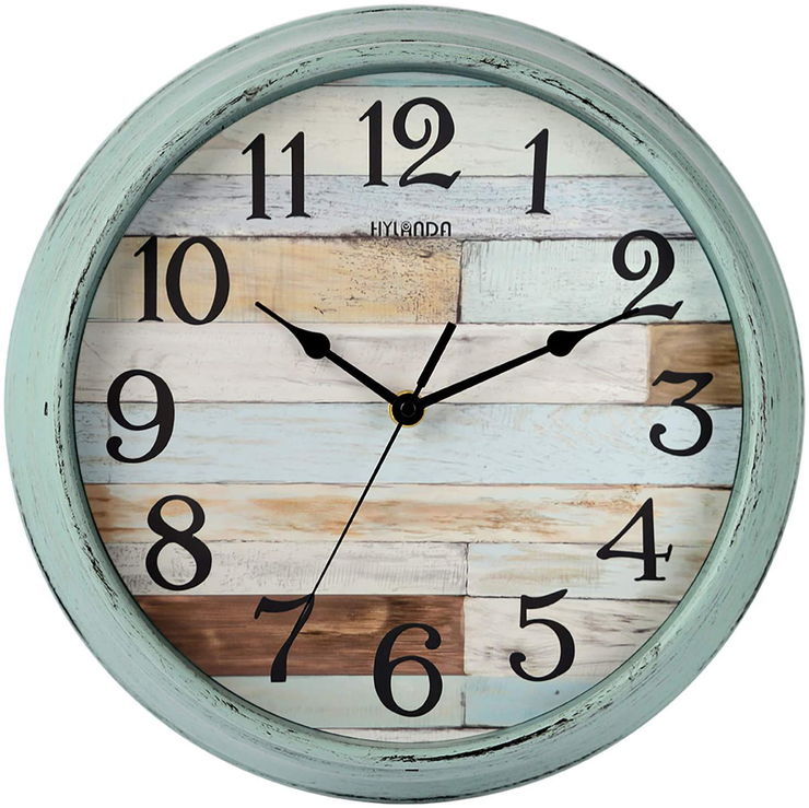 HYLANDA Rustic Wall Clock, Wall Clocks Battery Operated, 12 Inch Country Style Silent Non Ticking Clock, Decorative for Kitchen, Home, Living Room, Farmhouse, Bedrooms