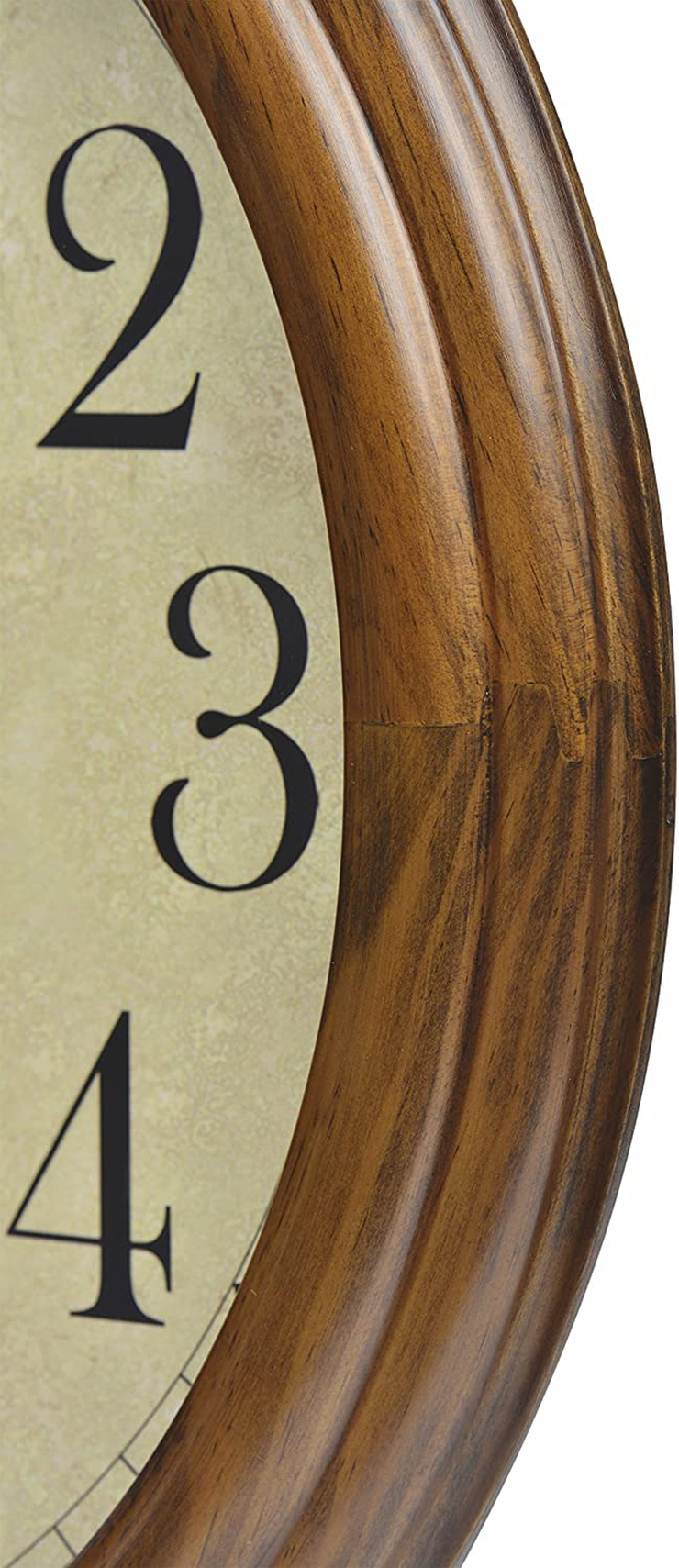 16-Inch Solid Wood Silent Non-Ticking Decorative Wall Clock with Large Arabic Numerals