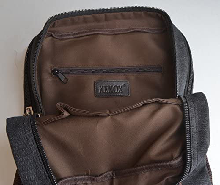 Kenox Mens Large Vintage Canvas Backpack School Laptop Bag Hiking Travel Rucksack (Black)
