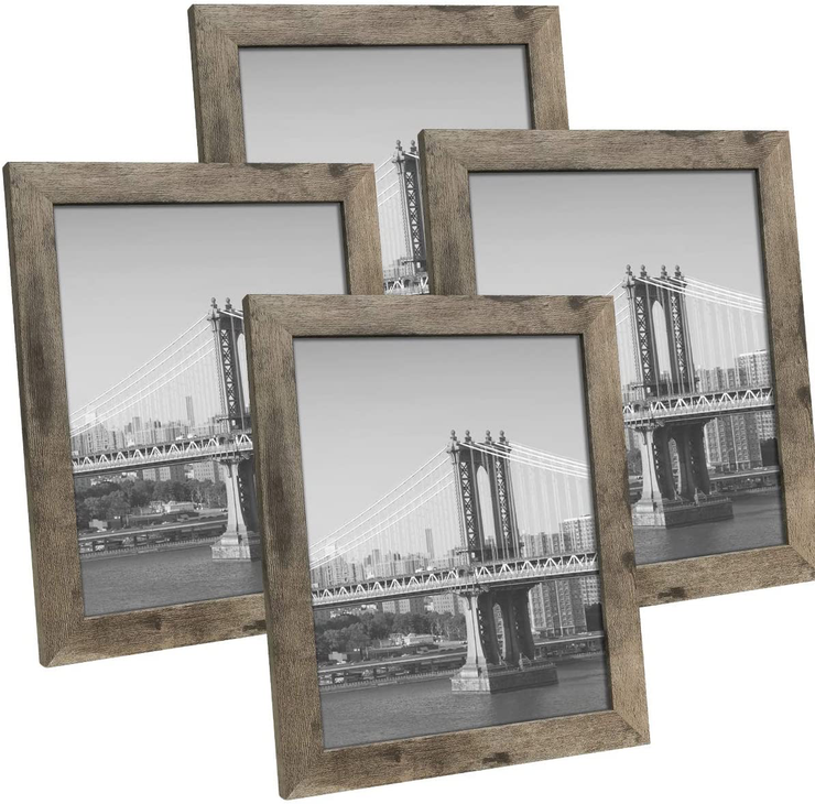 Hap Tim 4x6 Picture Frame Carbonized Black Wooden Photo Frames for Tabletop Display and Wall Decoration, Set of 4 (CWH-4x6-CB)