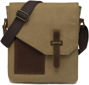 Small Messenger Bag,VASCHY Vintage Canvas Leather Lightweight Crossbody Bag