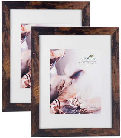 Scholartree Wooden Brown 11x14 Picture Frame 2 Set in 1 Pack or 11x14 Frame or 8x10 Photo Frame