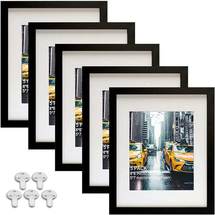 Picture Frames 10x12 Picture Frame Set of 2, Display Pictures 8x10 with Mat or 10x12 Without Mat, Solid Wood Photo Frames for Wall or Tabletop Display,White