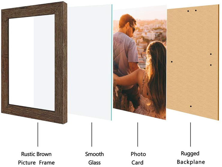 ZIRANLING 5X7 Picture Frame Wood Rustic Brown Set with High Definition Glass for Table Top and Wall Mounting Display(ZRL-5x7-6RB)