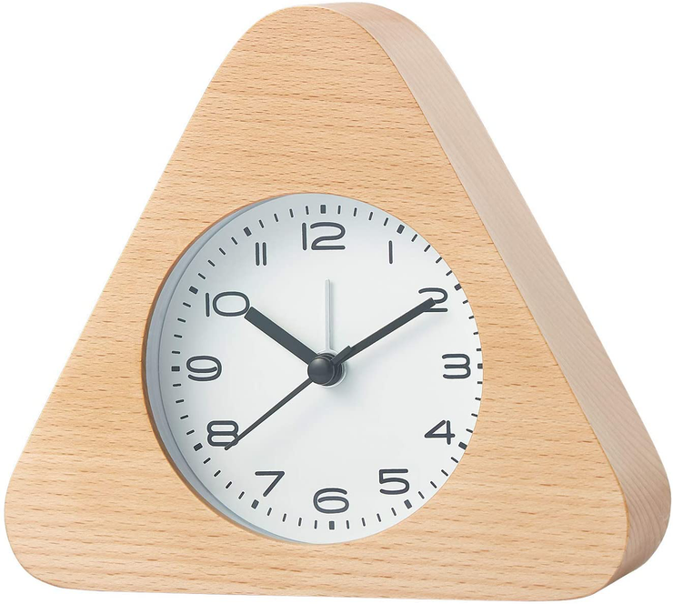 Artinova Desk Alarm Clock, Silent Clock with Nightlight for Home Bedroom Office, Beech Wood Made, ARTA-3036