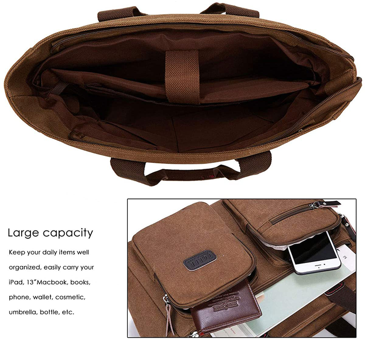 ToLFE Women Top Handle Satchel Handbags Shoulder Bag Messenger Tote Bag Purse Crossbody Bag (Double handles with 9.8" drop, New-Brown)