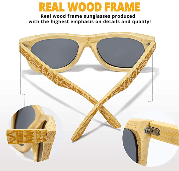 AYBROP Wooden Bamboo Sunglasses Polarized Lenses Vintage Eyewear for Men and Women Floating in Water