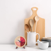 Cloudnola Flor Wood Desk and Alarm Clock Red, 7.1 inch Diameter, Battery Operated Quartz Movement, Silent Non Ticking