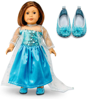 OCT17 Fits Compatible with American Girl 18" Princess Dress 18 Inch Doll Clothes Accessories Costume Outfit Set with Shoes