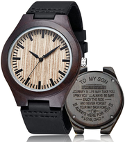 Men's Wooden with Genuine Leather Strap Quartz Movement Men Casual Fashionable Business Wrist Watch