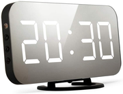 Oct17 Thin Mirror Surface Alarm Clock Digital Automatic dimming LED Light Display Time Date Modern Office Home