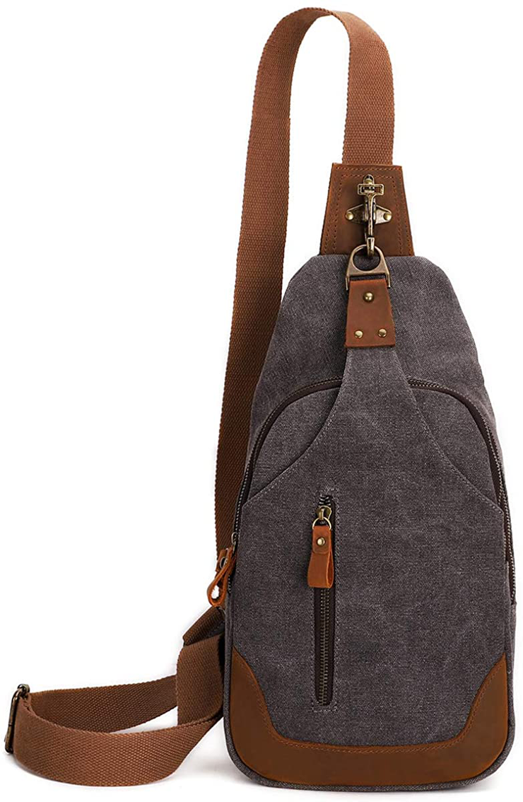 Canvas Sling Bag Crossbody Backpack Shoulder Casual Rucksack for Men Women