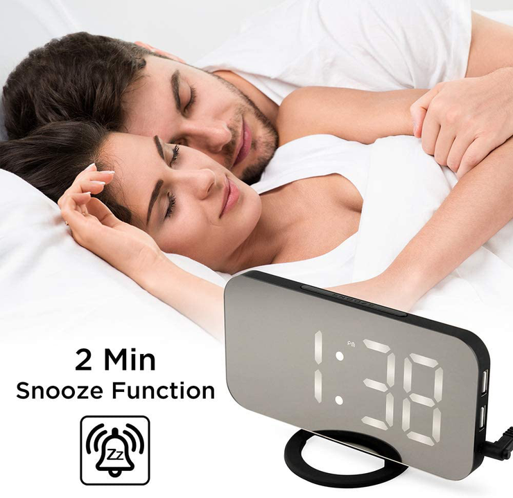 Oct17 Thin Mirror Surface Alarm Clock Digital Automatic dimming LED Light Display Time Date Modern Office Home