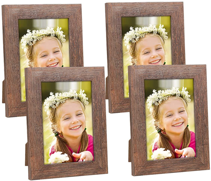 Hap Tim 4x6 Picture Frame Carbonized Black Wooden Photo Frames for Tabletop Display and Wall Decoration, Set of 4 (CWH-4x6-CB)