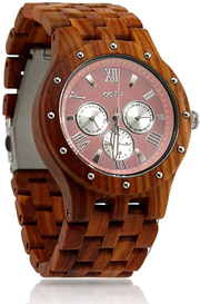 Oct17 Men's Wooden Wood Watch Analog Quartz Day Date Calendar Bamboo Movement Watches with Case Luxury