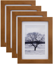 Egofine 8x10 Picture Frames 4 Pack, for Pictures 4x6 or 5x7 with Mat Made of Solid Wood for Table Top Display and Wall Mounting Photo Frames, Light Brown